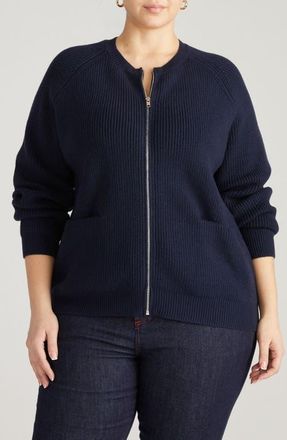 Universal Standard Vicki Zip-Up Cardigan in Midnight Blue at Nordstrom, Size 3Xl