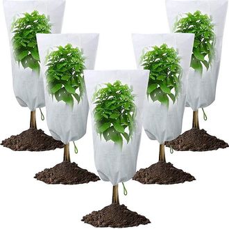 OEM Juego De Cinco Fundas Protectoras Para Plantas Y Arbustos, De Tela No Tejida Y Resistentes A Las Heladas, Con Cierre De Cord&oacute;n Y Cremallera, 100 X 120