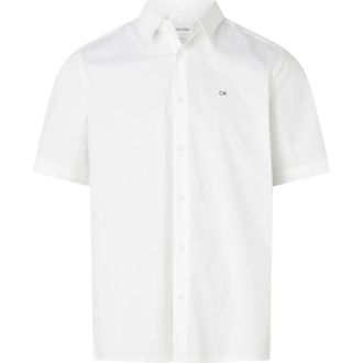 Calvin Klein Wit Overhemd - Heren - Korte mouwen Overhemden - Wit - XS - Katoen - Overhemden