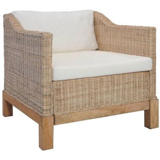 vidaXL Vidaxl - Armchair with Cushions Natural Rattan