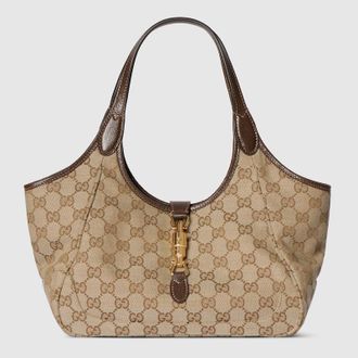 Gucci Mercato Small Tote Bag, Beige, GG Canvas
