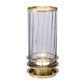 Netlighting Arno Table Lamp Metalwork Aged Brass Smoked Glass in Yellow