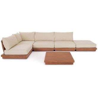 Decorspace Salottino con cuscini Delgada in legno teak da giardino e veranda
