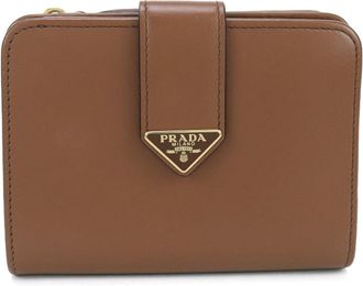 Prada Brown Leather Wallet (Bi-Fold) (Pre-Owned)