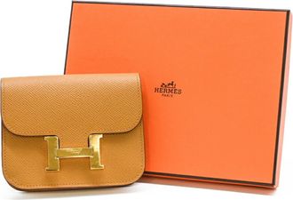 Hermès Brown Epsom Leather Coin Purse/Coin Case (Pre-Owned)