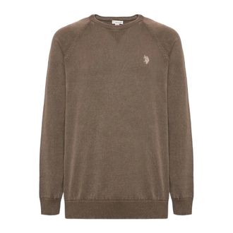 U.S.Polo Association U.S. Polo Assn., Round-neck Knitwear, male, Brown, Size: 2XL Lin Pullover