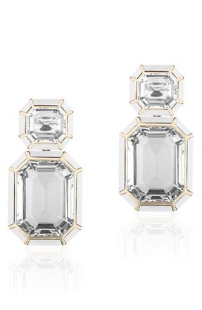 Goshwara M&eacute;lange Emerald-Cut Drop Earrings in Clear at Nordstrom