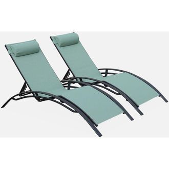 Sweeek Set 2 lettini prendisole in alluminio textilene multiposizione