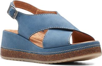 Clarks Kassanda Step Nubuck Wedge Sandal