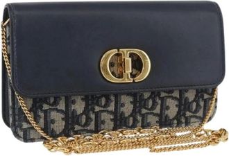 Dior Pre-owned Cross Body Bags, female, Blue, Size: ONE SIZE Pre-owned Vintage Trotter Canvas Shoulder Bag