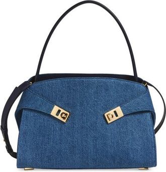 Ferragamo Small Hug Denim Shoulder Bag in Denim/midnight at Nordstrom