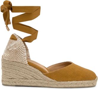 Castaner Schoenen, Dames, Geel, 35 EU, Katoen, Espadrille MET 7 CM Sleehak