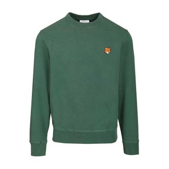 Maison Kitsun&eacute; Sweatshirts, male, Green, Size: S Fox Head Sweatshirt