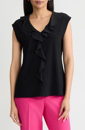 Kasper Ruffle Dolman Sleeve Top in Black at Nordstrom, Size X-Large P