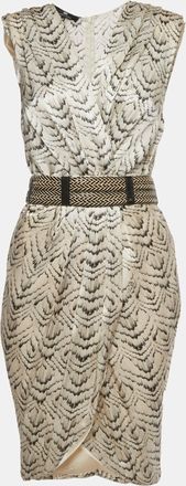 Elisabetta Franchi Beige Printed Satin Mini Dress
