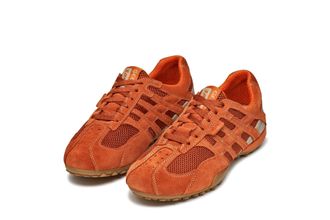 Geox Schn&uuml;rschuh GEOX U SNAKE ORIGINAL, Herren, Gr. 39, orange, Leder, Textil, Schuhe Schn&uuml;rschuh, Schn&uuml;rschuh, Freizeitschuh, Trekking Sneaker mit Lederin