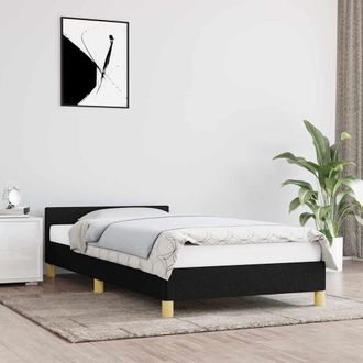 vidaXL Estructura De Cama Con Cabecero Sin Colch&oacute;n Tela Negro 80x200cm Vidaxl