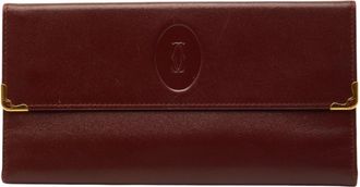 Cartier Bordeaux Wine Red Leather Long Wallet (Bi-Fold) (Pre-Owned)