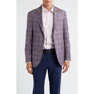 Jack Victor Midland Contemporary Fit Mauve Plaid Super 130s Wool Sport Coar at Nordstrom Rack, Size 38 Regular
