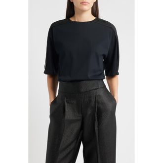 BOSS Elaxya Shoulder Pleat T-Shirt in Black at Nordstrom, Size X-Small
