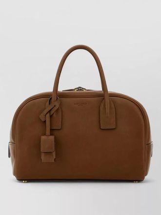 Saint Laurent leather handbag luggage tag metal feet