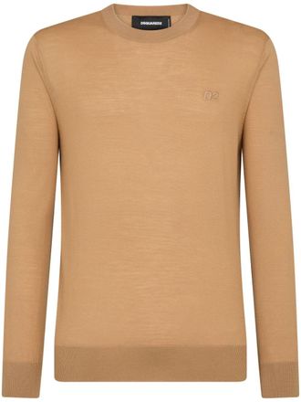 Dsquared2 logo-embroidered virgin wool jumper - men - Virgin Wool - L - Neutrals