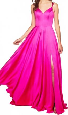 Alyce Paris Alyce Paris Satin A-Line Ballgown In Neon Pink