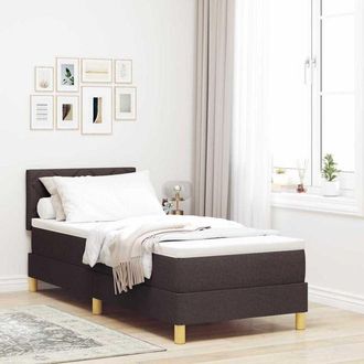 vidaXL Cama Tipo Box Spring Con Colch&oacute;n Marr&oacute;n Oscuro 80 X 200 Cm Tela Vidaxl