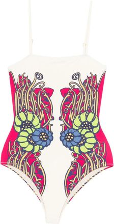 La DoubleJ Costume da bagno a fiori - Bianco