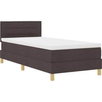 vidaXL LED Box Spring Bed with Mattress Dark Brown 90 x 190 cm Fabric vidaXL
