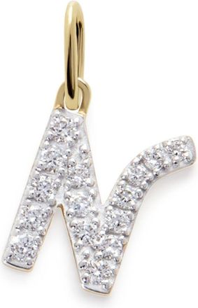 Monica Vinader Collana in oro giallo 14kt con ciondolo N e diamanti