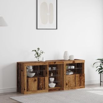 Berkfield Home Sideboard with LED Lights Old Wood 162x37x67 cm Engineered Wood in Brown | Size: 162 x 37 x 67 cm