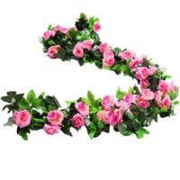 OEM Plantas Artificiales De Enredadera Rosa (230 Cm), 4 Paquetes De Flores Artificiales De Enredadera Para Bodas, Fiestas En Casa, Decoraci&oacute;n De Jard&iacute;n Y 