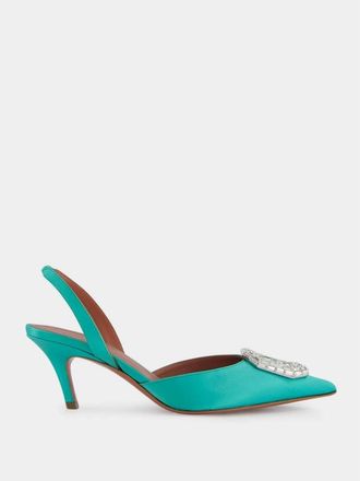 Amina Muaddi Kristalpompen met spiegelaccessoire - Dames - Pumps - Groen - 35 EU - Schoenen