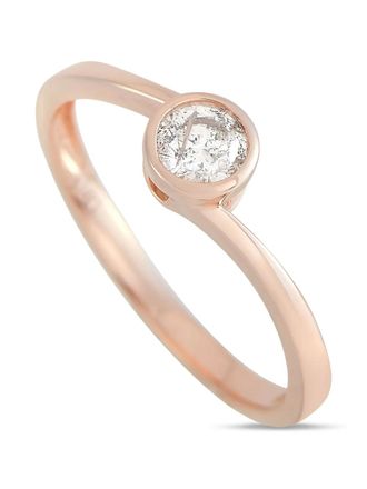 Luxury Bazaar Pre-owned 14kt roségouden Solitaire ring met diamant - Roze