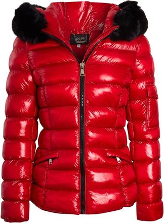 SS7 Womens Shiny Faux Fur Puffer Coat