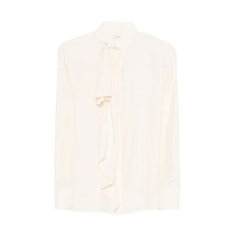 Givenchy Blouses, female, Beige, Size: S Blouse in Silk with Bow Detail