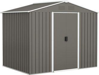 OUTSUNNY Cobertizo de jard&iacute;n 236x174x190 cm gris claro