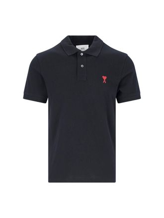Ami Classic Collar Organic Cotton Polo Shirt With Embroidered Logo