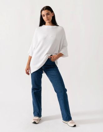 Calvin Klein Womens Calvin Klein Viscose Rib Womens Sweater - White - Size: 10/8
