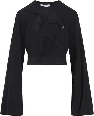 Lanvin Rwts 0029J055P2 Top - Dames - Blouses - Zwart - XS - Katoen - Overhemden