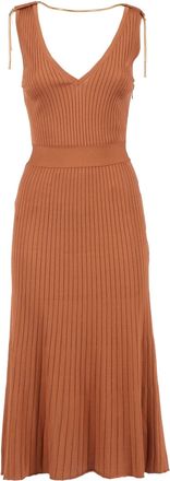 Elisabetta Franchi Ribbed Tied Straps Midi Dress