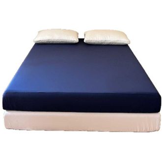 OEM S&aacute;bana Bajera Ajustable De 180x200 Cm, Algod&oacute;n, Bolsillo De 30 Cm, Colch&oacute;n Grueso, C&oacute;moda, Transpirable, F&aacute;cil De Cuidar - Azul Marino-crezuo