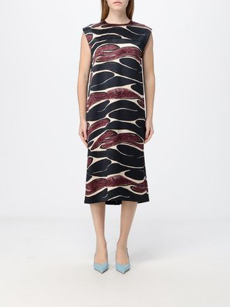 Marni Sleeveless Viscose Midi Sheath Dress with Abstract Print and Slim Fit