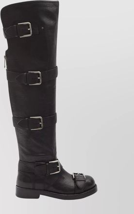 Dolce & Gabbana over-the-knee leather boots buckle detail