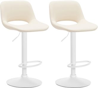 Clp Clp - Set De 2 Taburetes De Bar Camden En Polipiel Crema Metal Blanco Mate