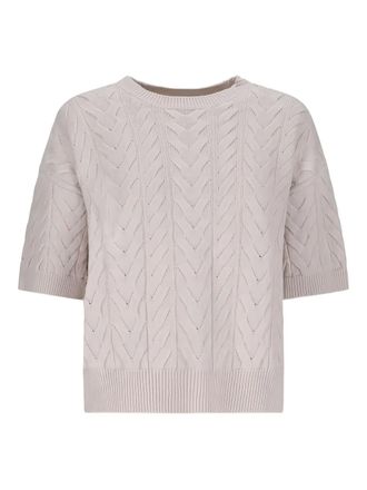 Max Mara cable-knit short-sleeve T-shirt - Neutrals