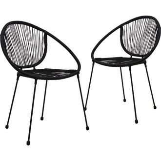vidaXL Sillas De Jard&iacute;n 2 Unidades Rat&aacute;n De Pvc Negro Vidaxl