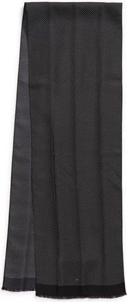 Tom Ford Polka Dot Silk Twill Fringe Scarf in Black/off White at Nordstrom