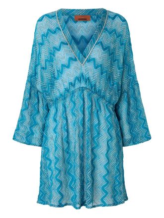 Missoni zigzag-pattern mini dress - Blue
